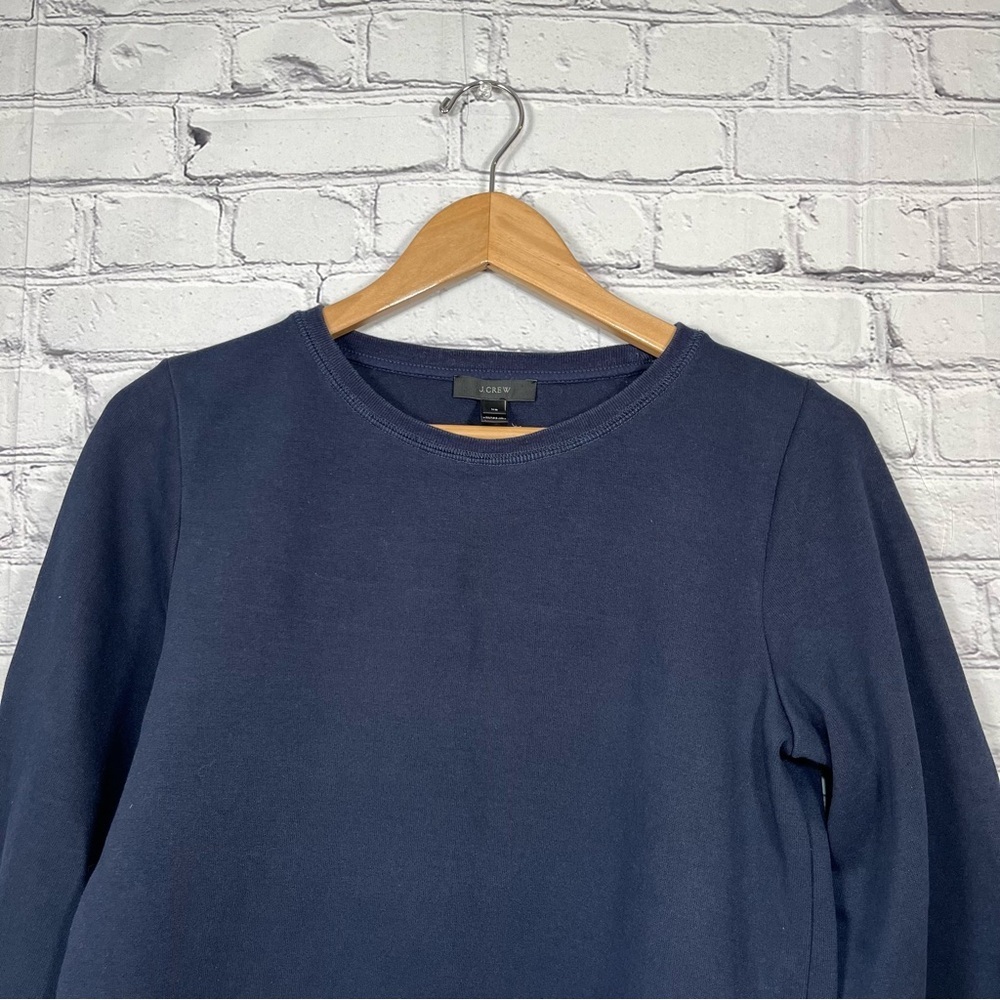 J. Crew Bell Sleeve Sweatshirt Women's Size XS Blue Crew Neck Long Sleeve - Picture 2 of 10